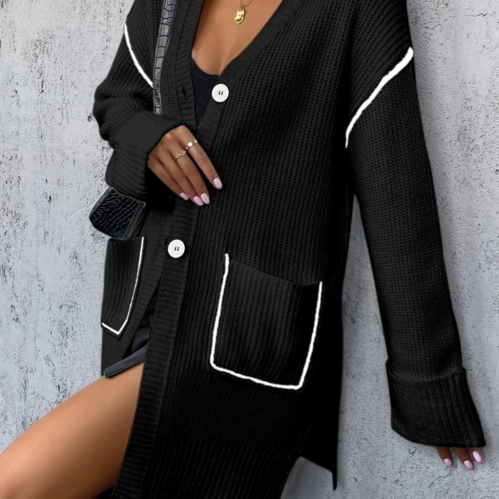 Black Casual Womens Cardigan - Picture 3 of 4